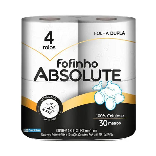 Papel Higiénico Doble Hoja Fofinho Absolute - 4 Rollos de 30mts